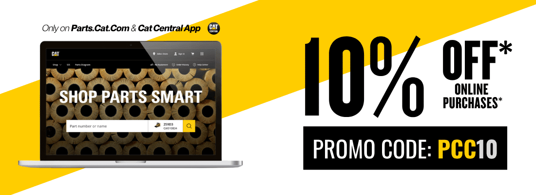 10% off on Parts.cat.com and Cat Central promo banner